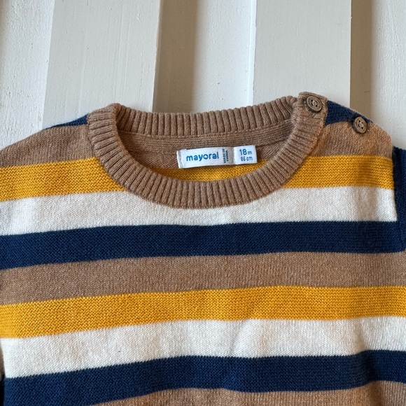 Mayoral Toddler Striped Sweater with Button Detail - Picture 2 of 3